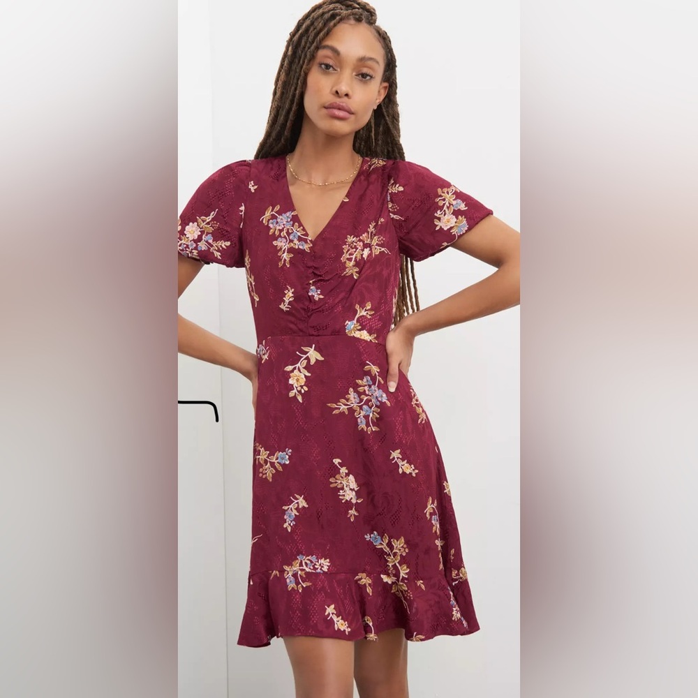 Red Puff Sleeve V-Neck Sundress